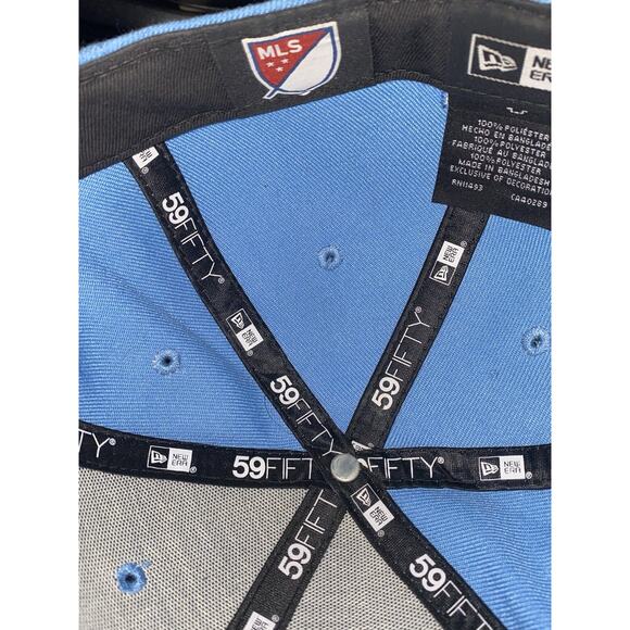 MLS New Era 59FIFTY NYC FC Fitted Hat Sky Blue Size 7 1/4 - Picture 2 of 10